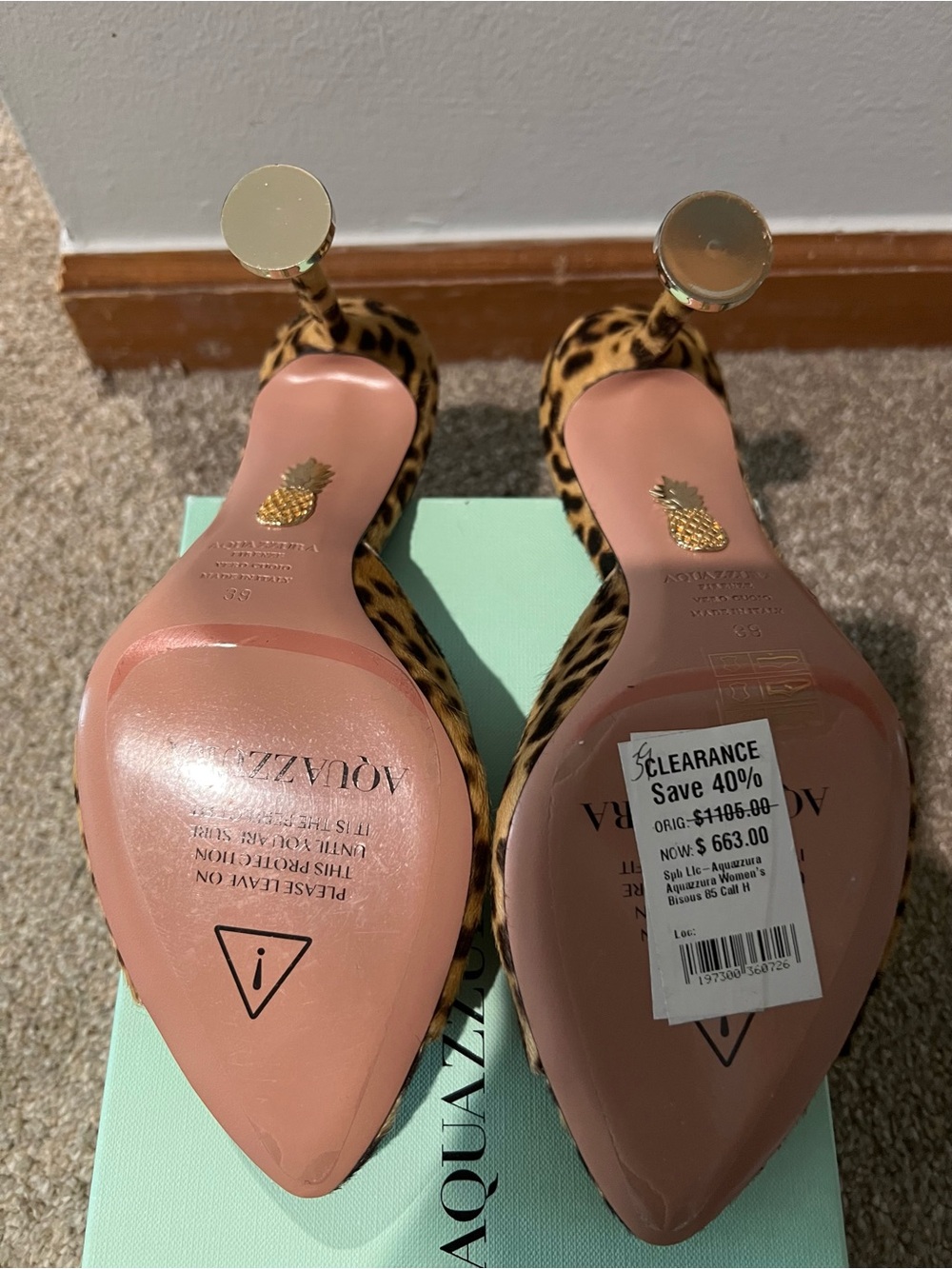 Aquazzura Bisou 85 Animal Print Open-Toe Mules - Picture 11 of 13